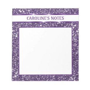 Faux Purple Glitter Texture Look With Custom Text Notepad