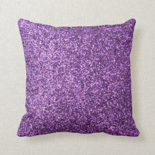 Faux Purple Glitter Throw Pillow