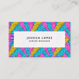 Faux Quilted Colorful Professional Business Card