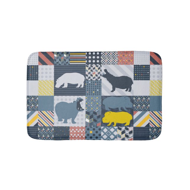 Faux-Quilted Hippo Bath Mat (Front)