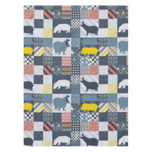 Faux-Quilted Hippo Tablecloth