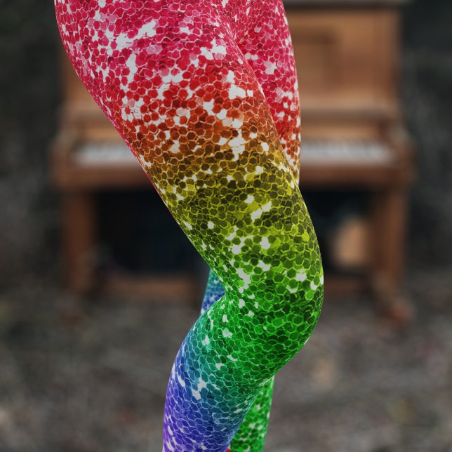Faux Rainbow Glitter Colourful Festival Leggings (Faux and fabulous colorful rainbow glitter leggings just for you)