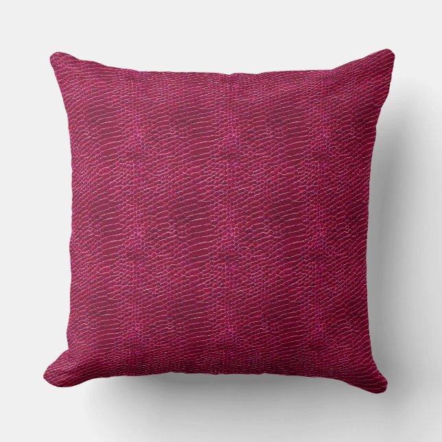 Faux Raspberry Leather Throw Pillow (Front)