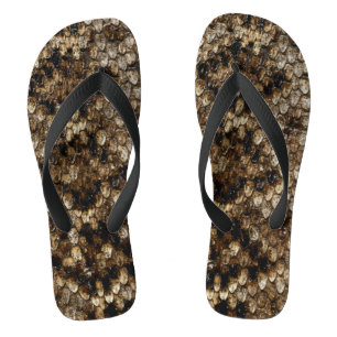 Faux Rattlesnake Snakeskin Flip Flops