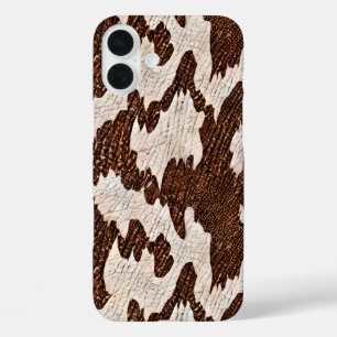 Faux rawhide tiled pattern Western iPhone 16 Plus Case