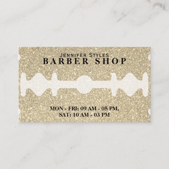 Faux razor golden glitter texture Business Card (Front)