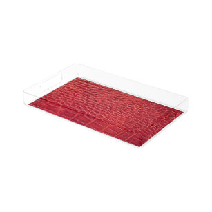 Faux red alligator leather acrylic tray