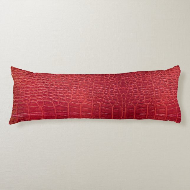 Faux red alligator leather body pillow (Front)