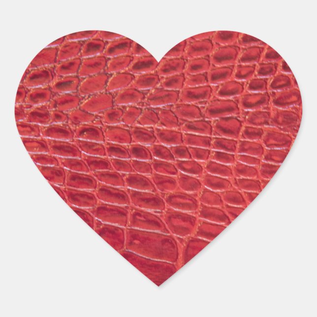 Faux red alligator leather heart sticker (Front)