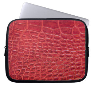 Faux red alligator leather laptop sleeve