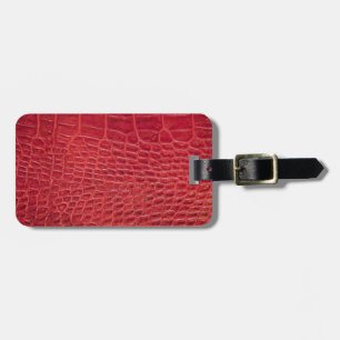 Faux red alligator leather luggage tag