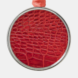 Faux red alligator leather metal ornament