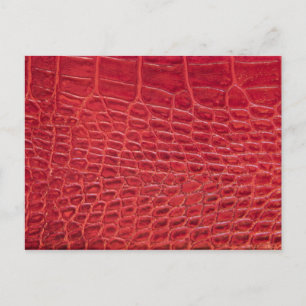 Faux red alligator leather postcard