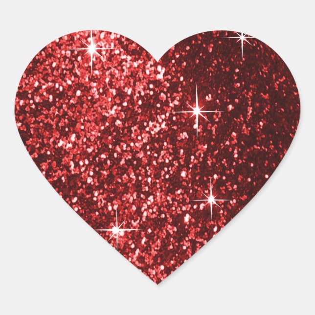 Faux Red Glitter Heart Sticker (Front)