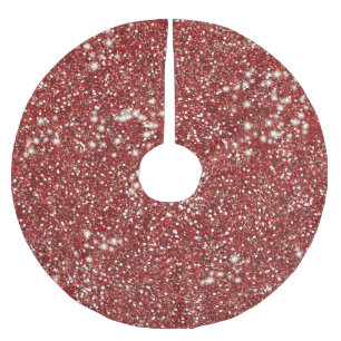 Faux Red Glitter Texture Look-like Graphic Brushed Polyester Tree Skirt
