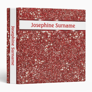 Faux Red Glitter Texture Look With Custom Name Binder