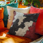 Faux Red Leather Cow Spotted Hide fur Throw Pillow<br><div class="desc">The fur and leather are printed images. This design may be personalized by choosing the Edit Design option. You may also transfer onto other items. Contact me at colorflowcreations@gmail.com or use the chat option at the top of the page if you wish to have this design on another product or...</div>