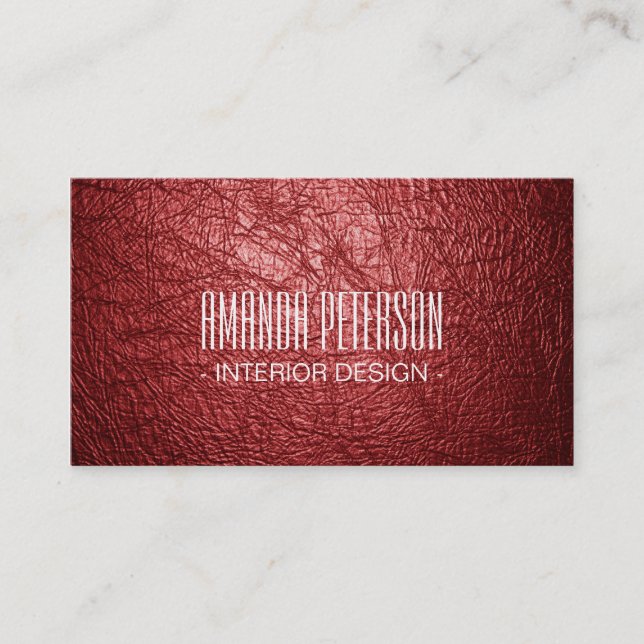 Faux Red Leather Designer Business Cards (Front)