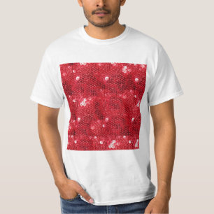 Faux Red Sequin Image Background T-Shirt