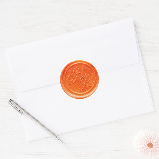 Faux Red Wax Wedding Monogram Envelope Seal (Envelope)