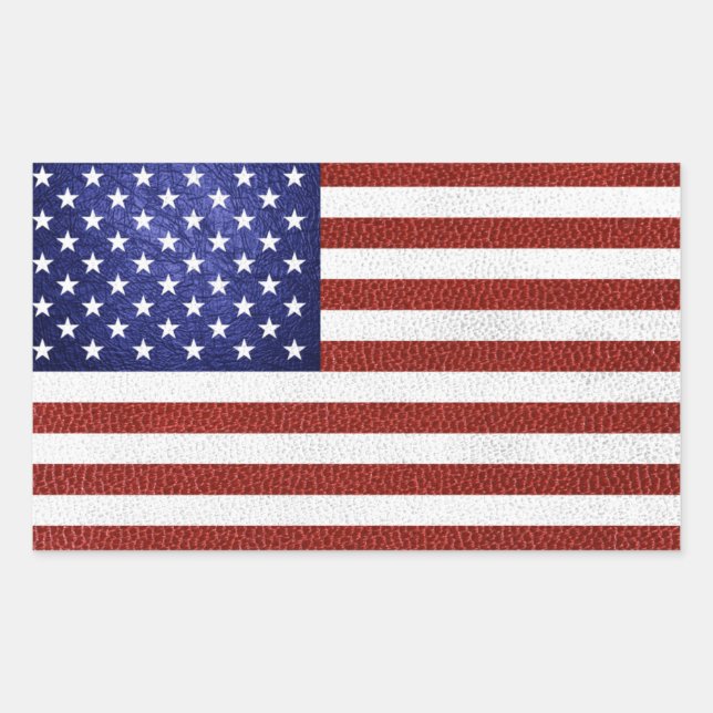 Faux Red White Blue Leather USA Flag Sticker (Front)