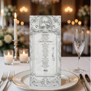 Faux relief en marbre blanc 3D Anges cygnes Menu p