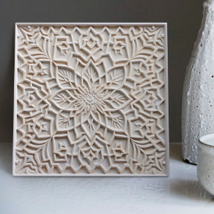 Faux Relief Floral Moroccan Tile Home Decor Accent