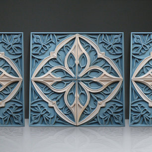 Faux Relief Floral Moroccan Tile Home Decor Accent