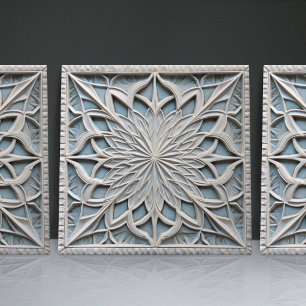 Faux Relief Floral Moroccan Tile Home Decor Accent