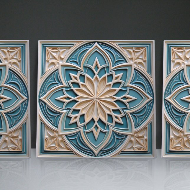 Faux Relief Floral Moroccan Tile Home Decor Accent (Creator Uploaded)