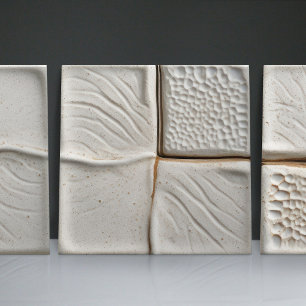 Faux Relief Glazed White Minimalist Home Decor Tile
