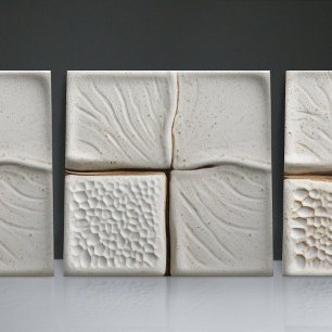 Faux Relief Glazed White Minimalist Home Decor Tile