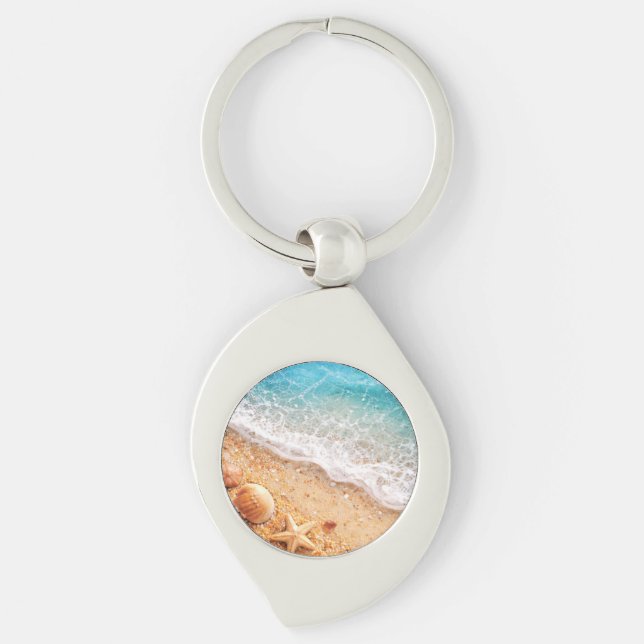 Faux resin ocean art key chain (Front)