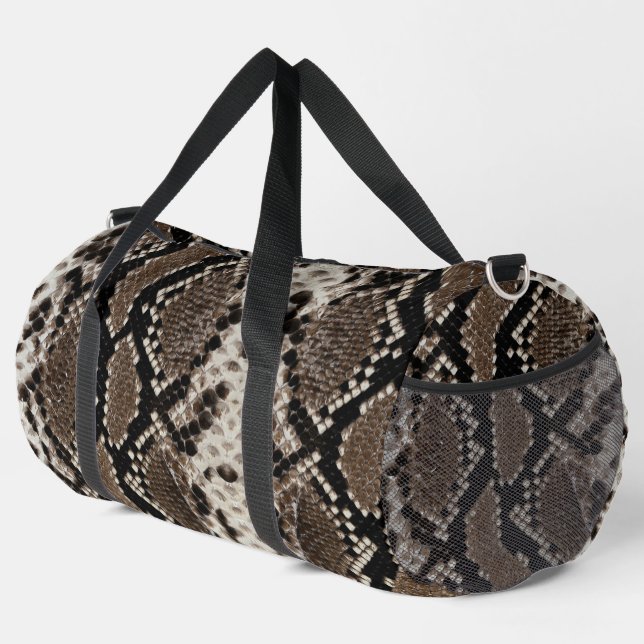 Faux Reticulated Python Snake Skin Duffle Bag (Right Corner)