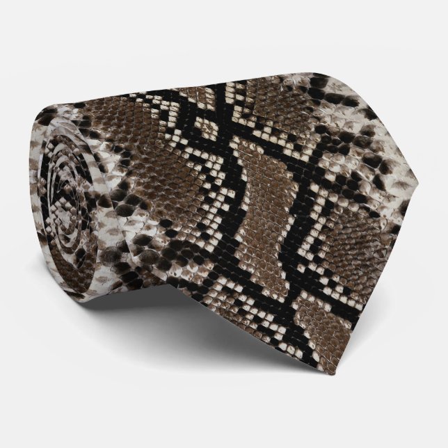 Faux Reticulated Python Snake Skin Men's Tie (Rolled)
