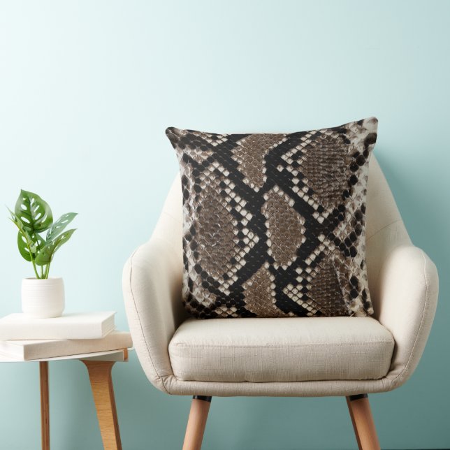 Faux Reticulated Python Snake Skin Throw Pillow (Chair)