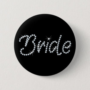 Faux Rhinestone Bride 2 Inch Round Button
