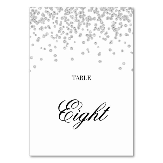 Faux Rhinestone Diamonds on White Table Number (Front)