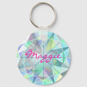 Faux Rhinestone Gemstone Bling Name Keychain