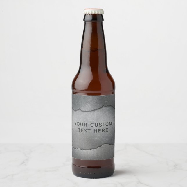 Faux Ripped Metal custom name bottle labels (Front)