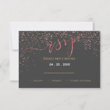 Faux Rose feuille d'or design mariage RSVP