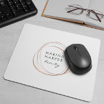 Faux Rose Gold Abstract Logo Mouse Pad<br><div class="desc">Chic personalized mousepad displays your business name or choice of custom text inside a faux rose gold foil abstract circle element on a white background.</div>