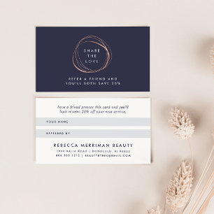 Faux Rose Gold Abstract Logo Referral Card