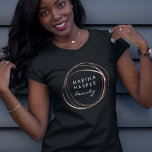 Faux Rose Gold Abstract Logo T-Shirt<br><div class="desc">Designed to match our Abstract Logo collection,  this chic tee features your name or business name encircled by an abstract circle logo in faux rose gold foil.</div>