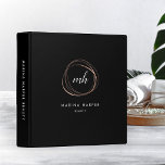 Faux Rose Gold Abstract Monogram Logo Binder<br><div class="desc">Keep track of your product inventory, appointments, customer data and more with our chic black binder. Design features your initial(s) or monogram in calligraphy script inside a faux rose gold foil abstract circle element. Personalize with two lines of custom text beneath, and add additional custom text to the spine. Perfect...</div>
