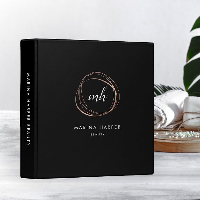 Faux Rose Gold Abstract Monogram Logo Binder (Creator Uploaded)