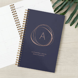 Faux Rose Gold Abstract Monogram Planner