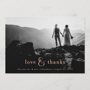 Faux Rose Gold Ampersand   Four Photo Thank You Card