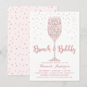 Faux Rose Gold Brunch & Bubbly Bridal Shower Invitation