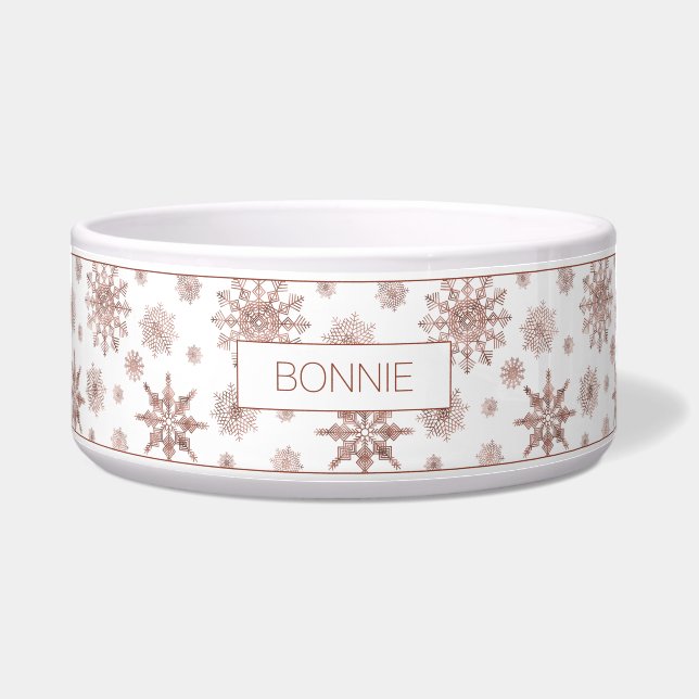 Faux Rose Gold Colour Looking Snowflakes & Name (Front)